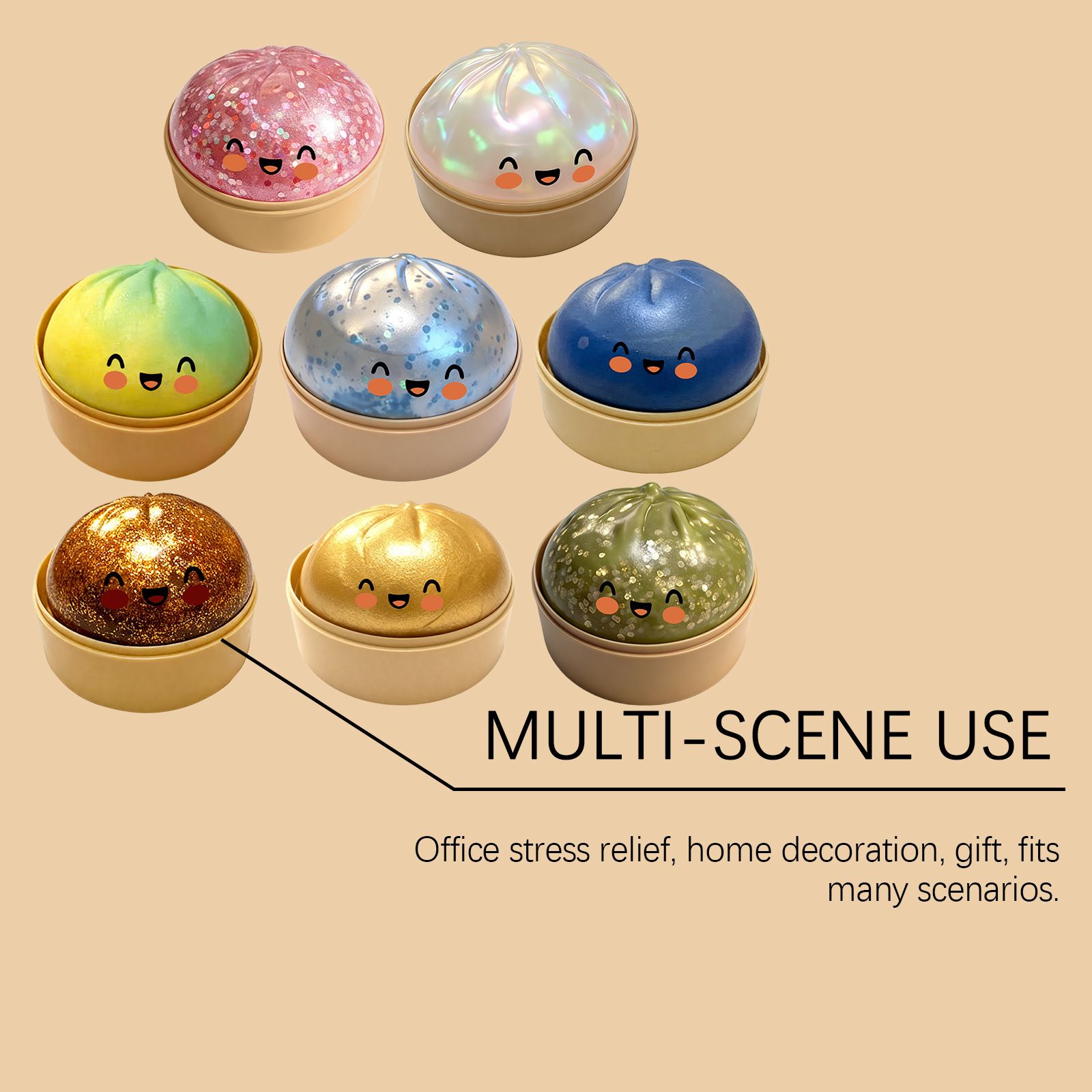 Jumbo Rainbow Dumpling Squishy with Steamer Box, Pink - Image 8