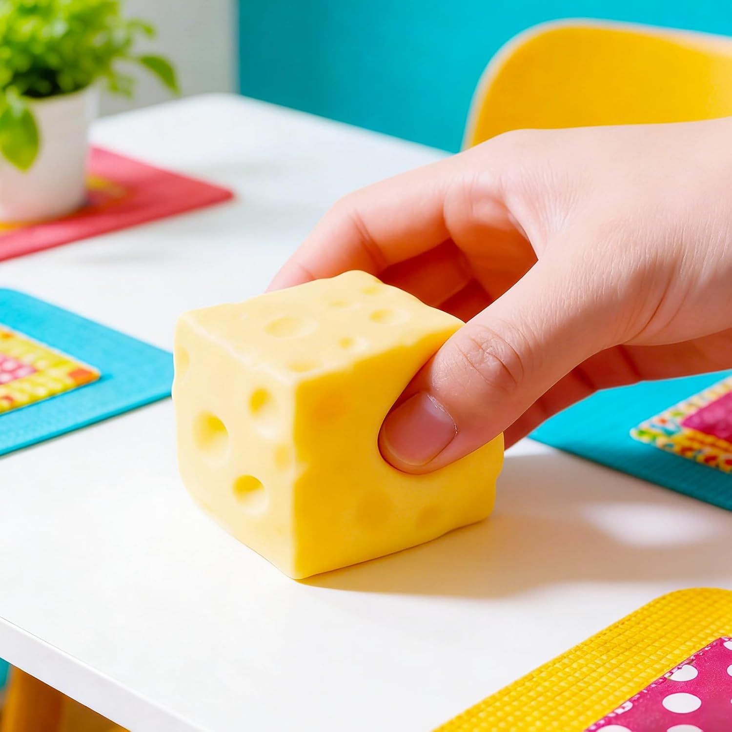 Yellow Cheese Squishy, 5 cm Slow-Rise Squeeze Item - Image 4