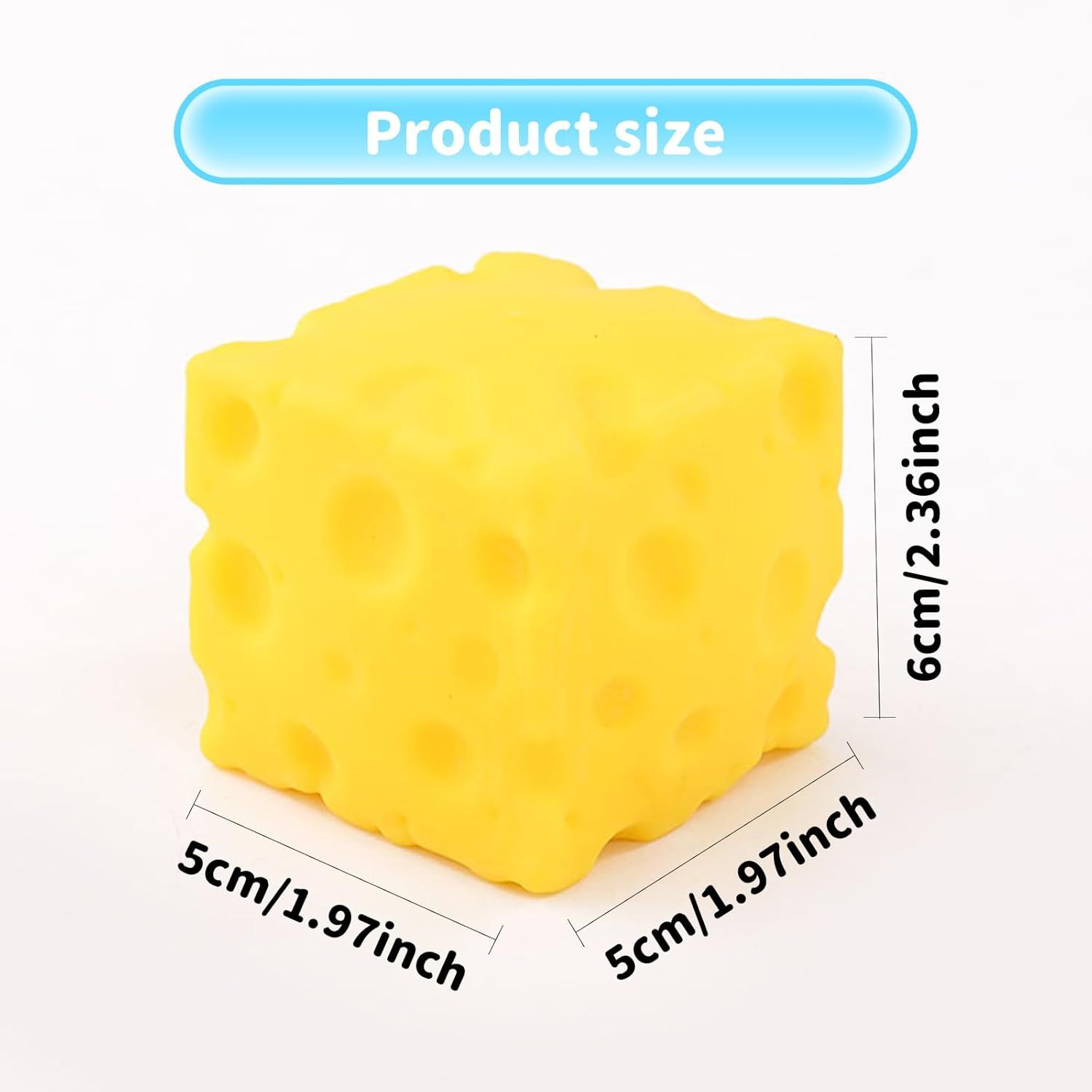 Yellow Cheese Squishy, 5 cm Slow-Rise Squeeze Item - Image 6