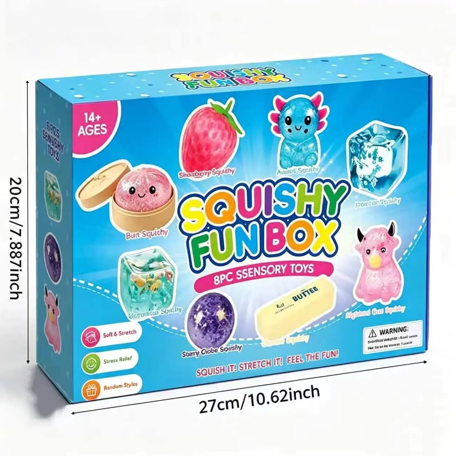 8-Piece Squishy Box Set, Strawberry, Cat Paw and Cheese Designs - Image 6