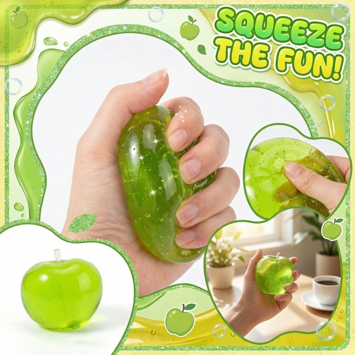 Green Apple Clear Squishy Item, Green - Image 2
