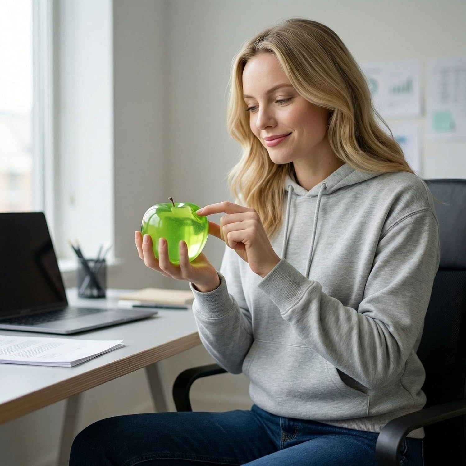 Green Apple Clear Squishy Item, Green - Image 5