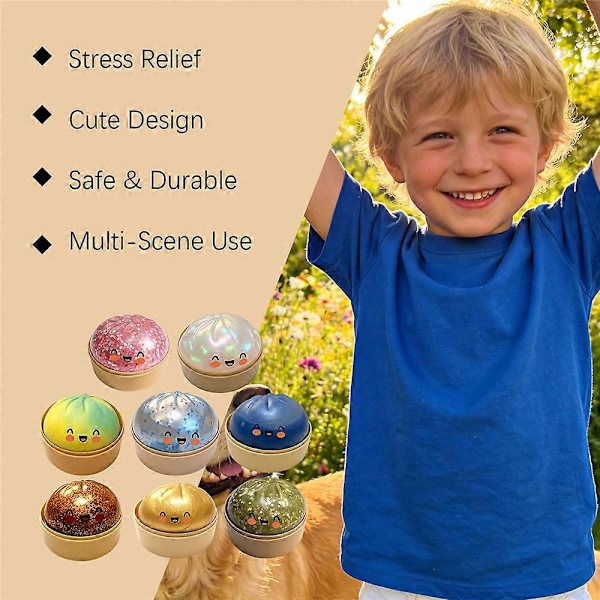 Giant Glitter Dumpling Squishy Squeeze Ball, White - Image 3