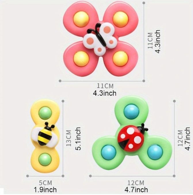 3-Pack Suction Cup Spinners, Multicolor Desk Accessories - Image 6