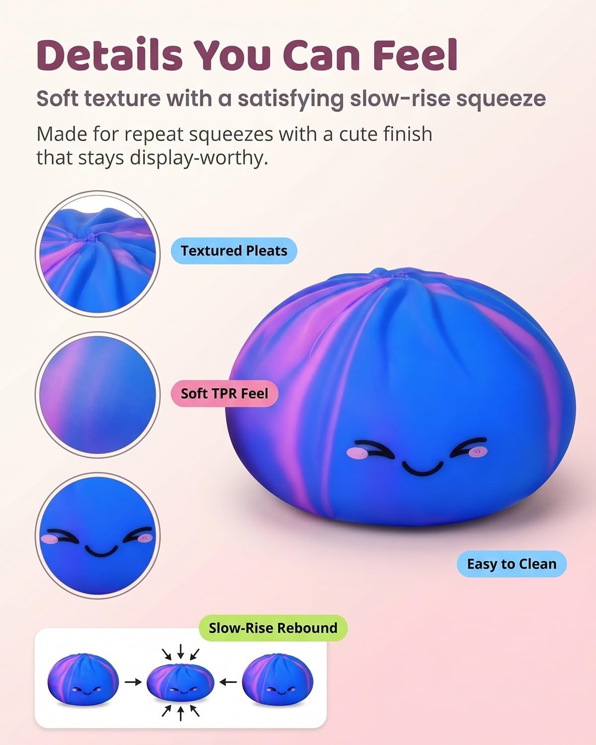 Tie-Dye Dumpling Squishy with Steamer, Slow-Rise Squeeze Item - Image 3