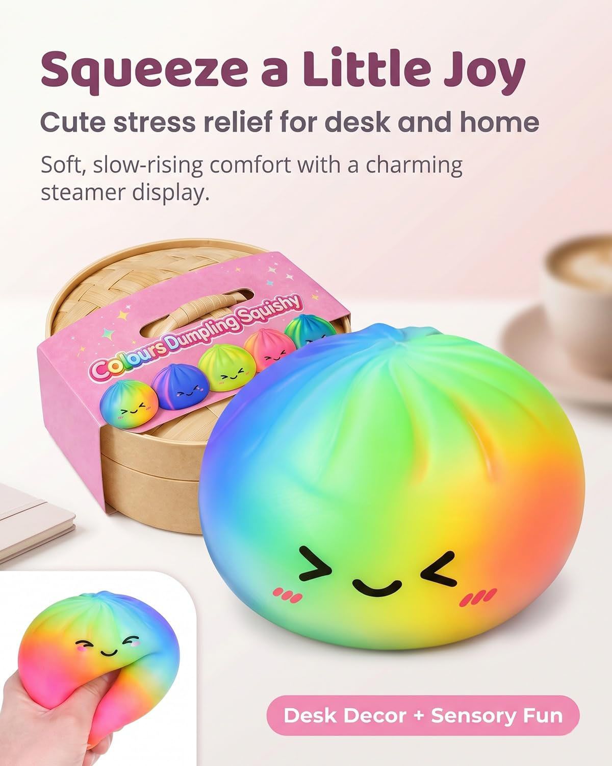 Tie-Dye Dumpling Squishy with Steamer, Slow-Rise Squeeze Item - Image 5