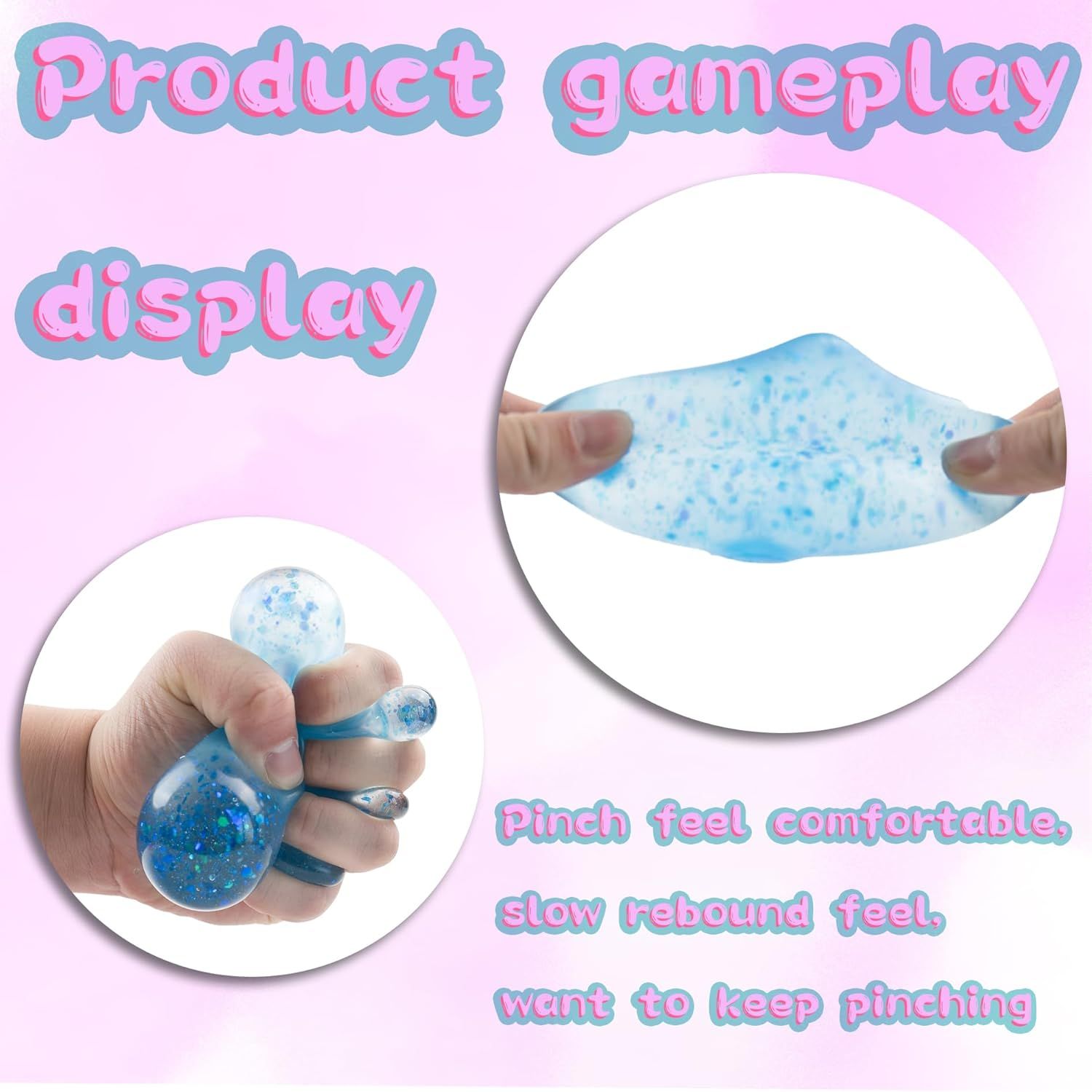 2-Pack Water Drop Squishy Balls, Blue and Pink - Image 3