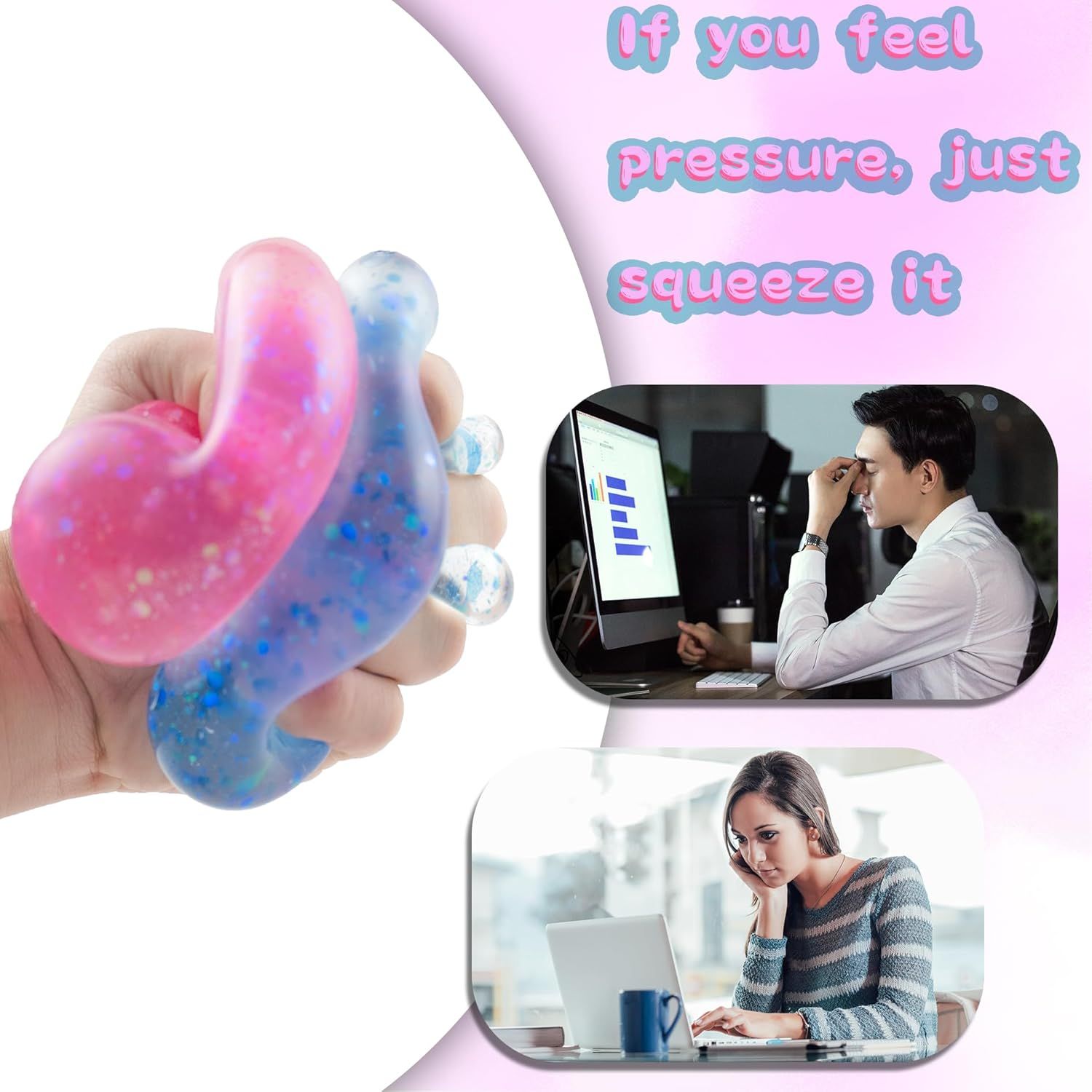 2-Pack Water Drop Squishy Balls, Blue and Pink - Image 5