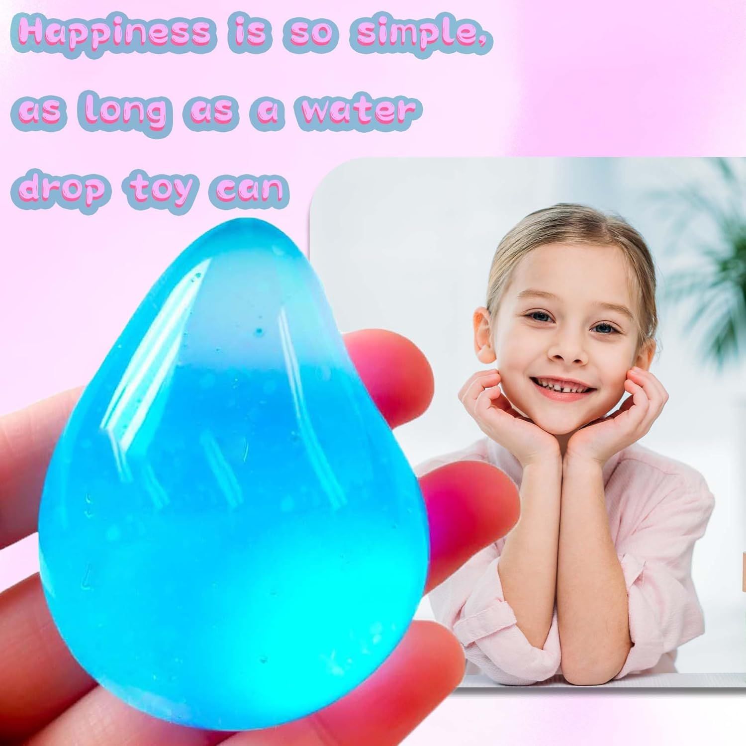 2-Pack Water Drop Squishy Balls, Blue and Pink - Image 6