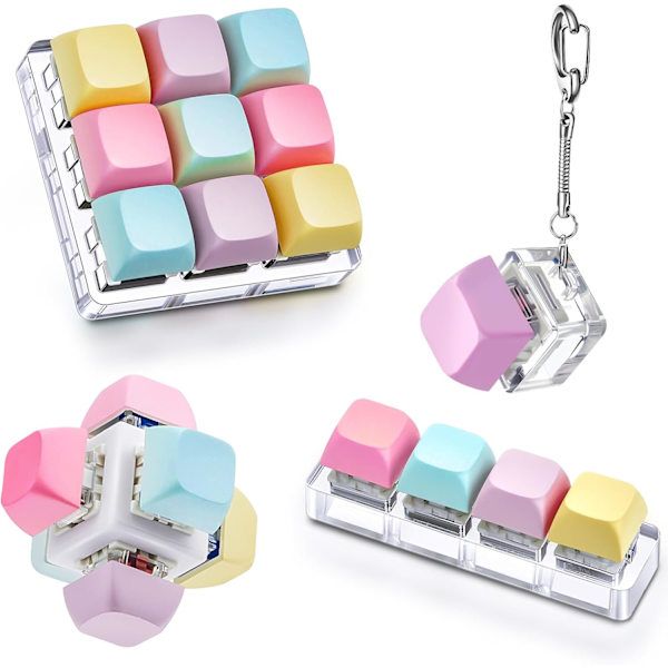 4-Pack Keyboard Clicker Keychains, Button Click Desk Accessories - Image 1