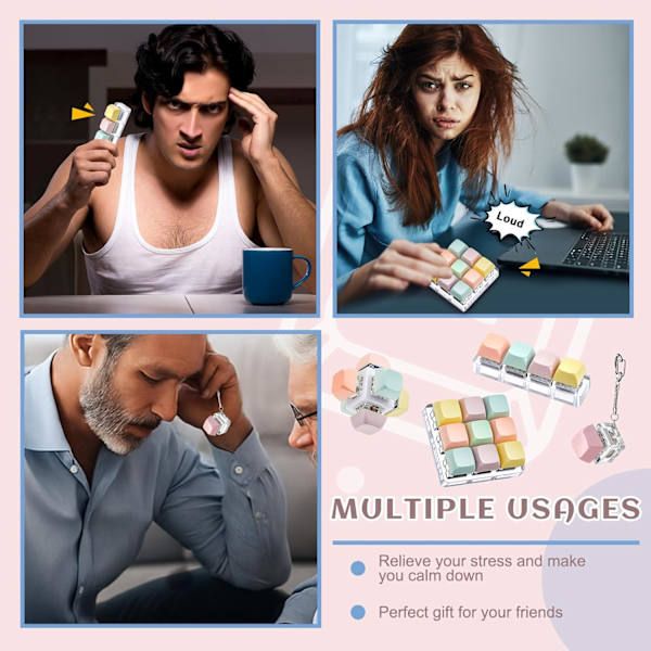 4-Pack Keyboard Clicker Keychains, Button Click Desk Accessories - Image 4