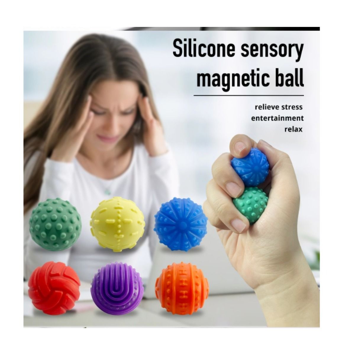 6-Pack Silicone Magnetic Balls with Storage Bag, Purple - Image 3