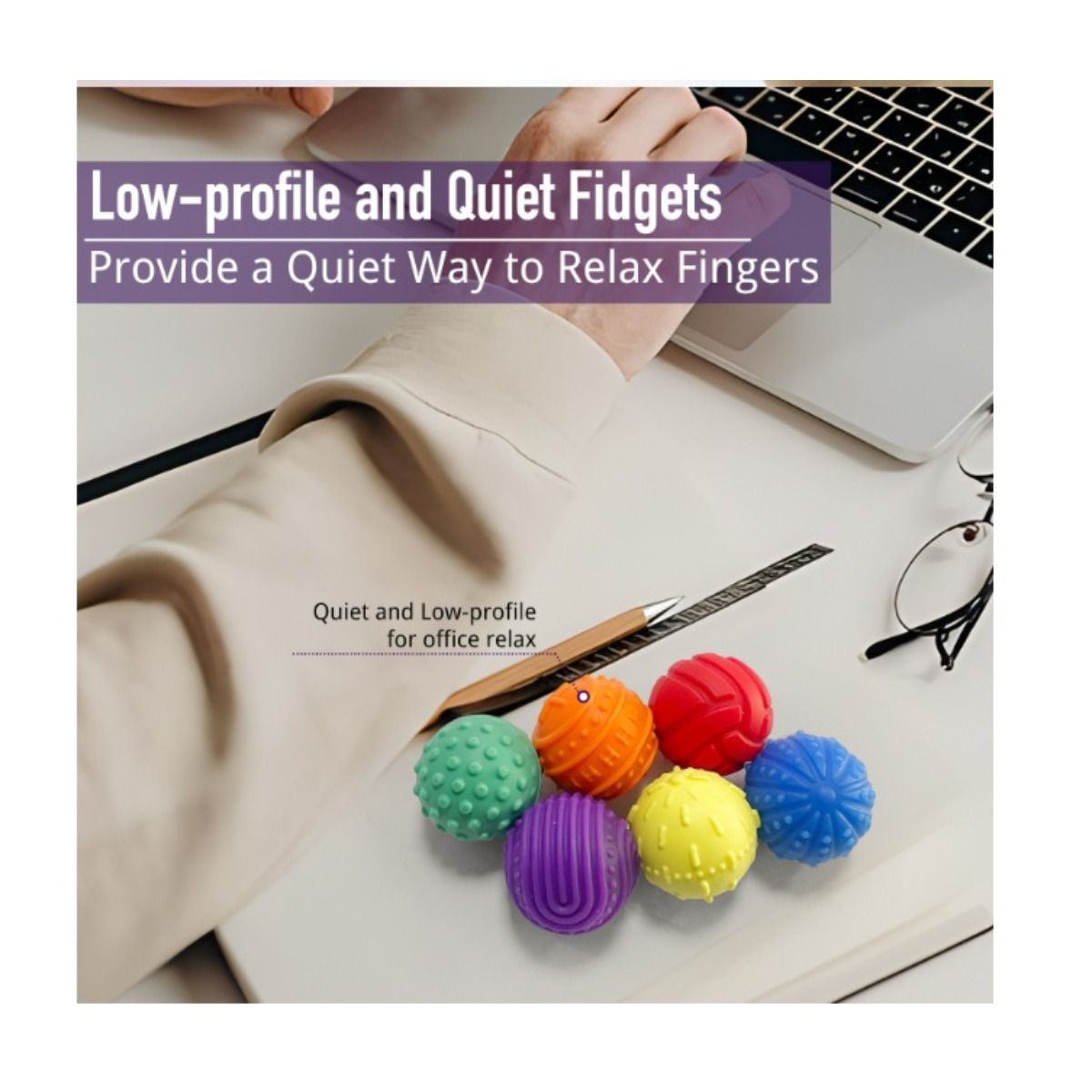6-Pack Silicone Magnetic Balls with Storage Bag, Purple - Image 5