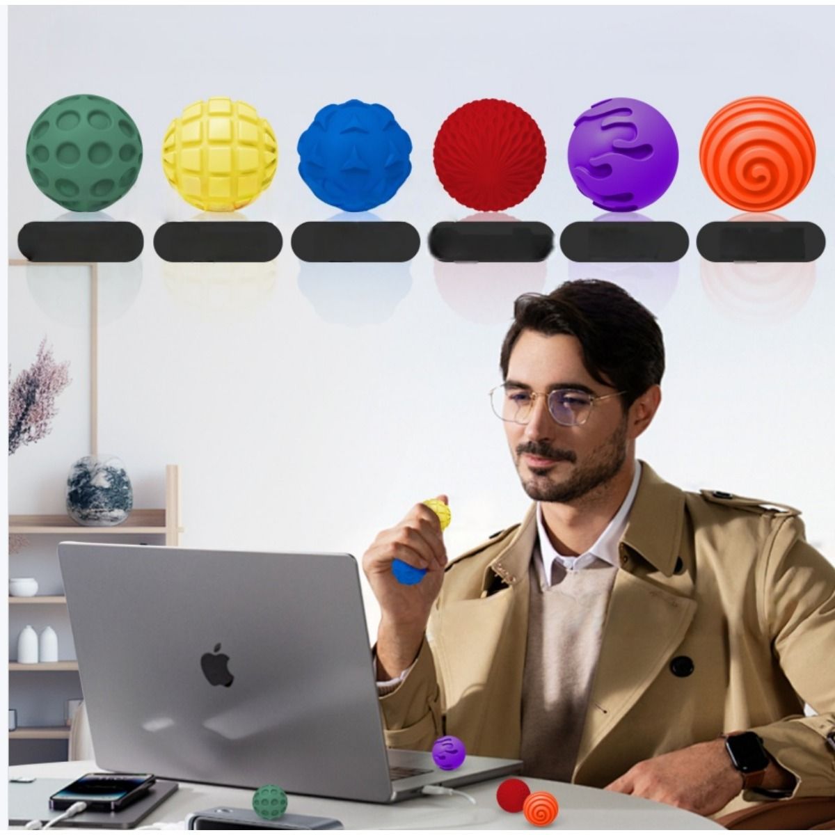6-Pack Silicone Magnetic Balls with Storage Bag, Purple - Image 7