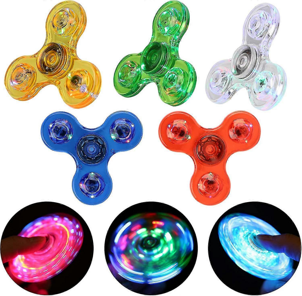 5-Pack Light-Up Transparent Spinners, Assorted Colors - Image 1