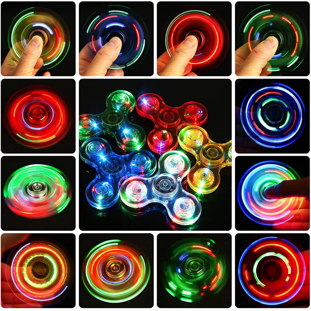 5-Pack Light-Up Transparent Spinners, Assorted Colors - Image 5