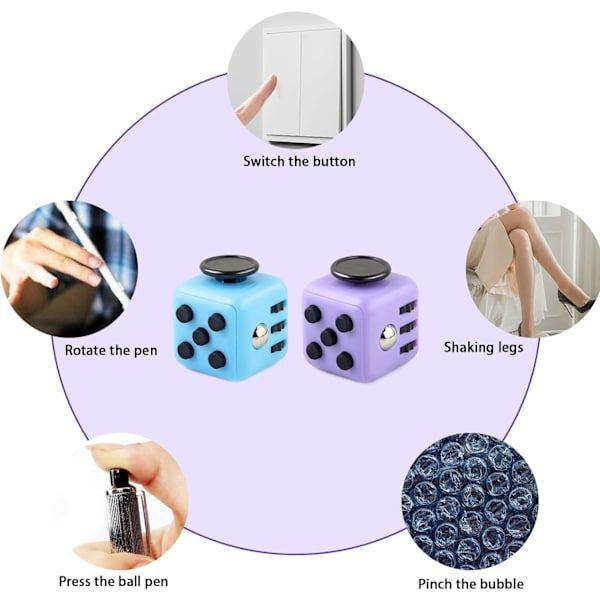 2-Pack Fidget Cubes, 6-Function Finger Desk Accessories - Image 6