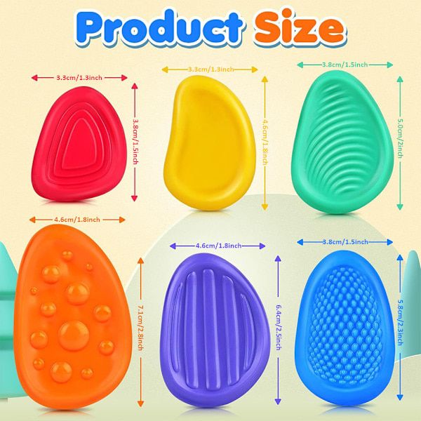 6-Pack Textured Worry Stones, Soft Fidget Set - Image 2