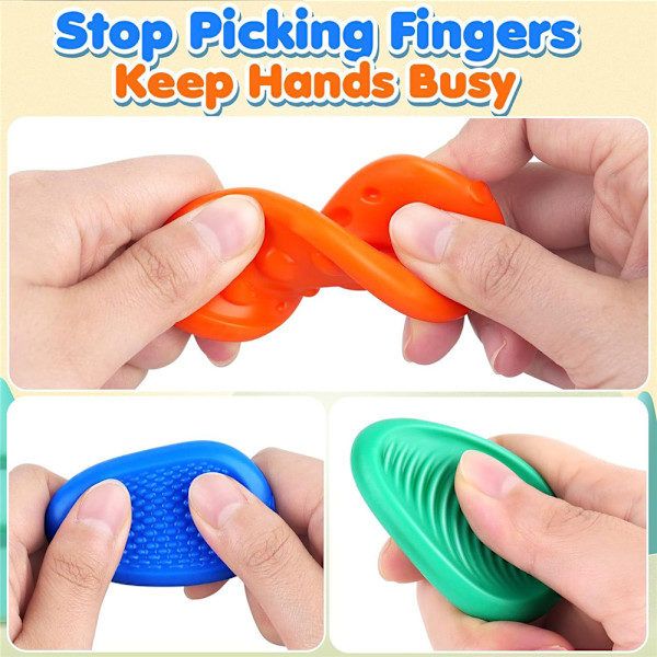 6-Pack Textured Worry Stones, Soft Fidget Set - Image 5