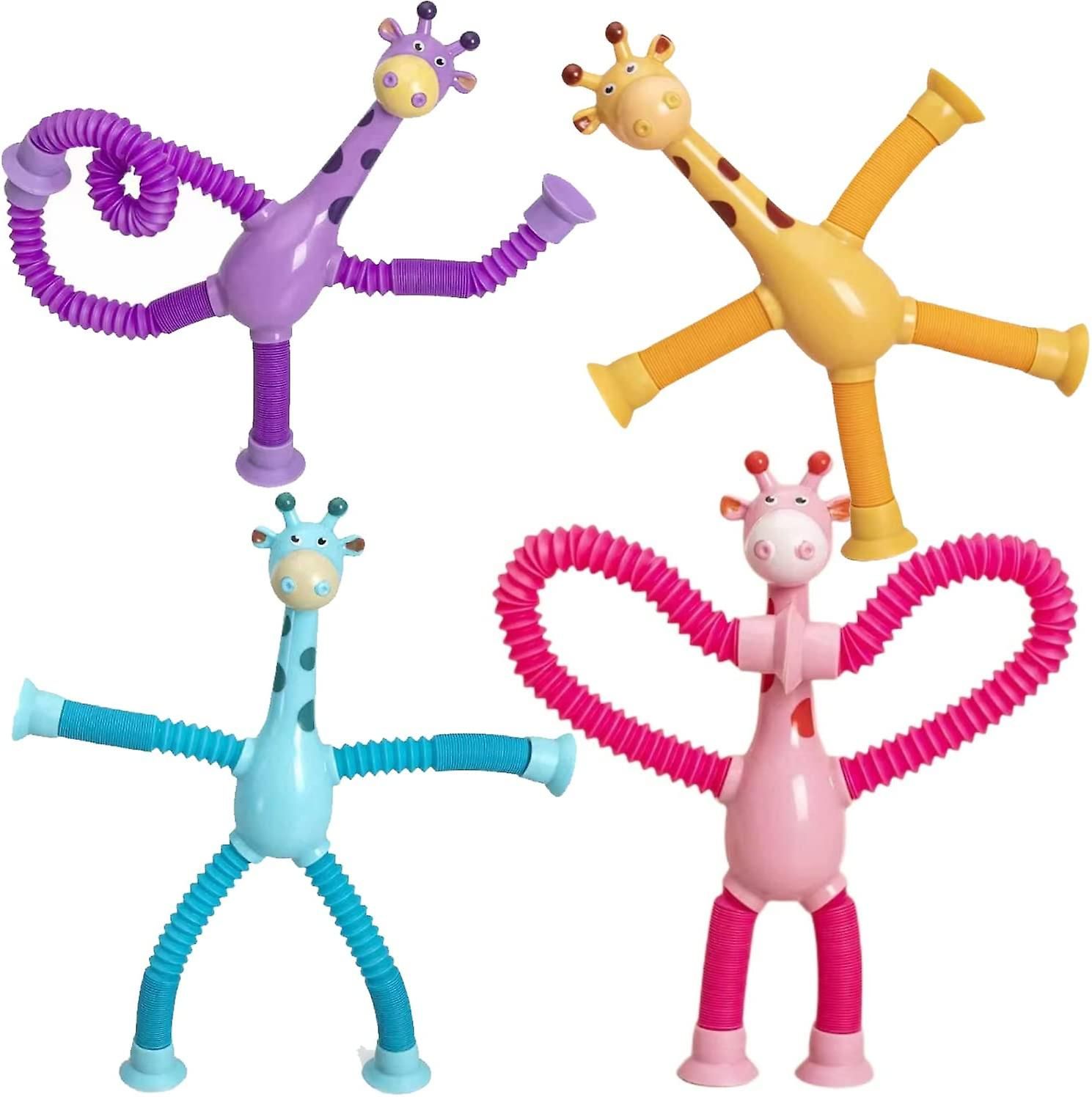 4-Pack Telescopic Suction Cup Giraffe Set, Stretch Tube Items, No Lights - Image 1