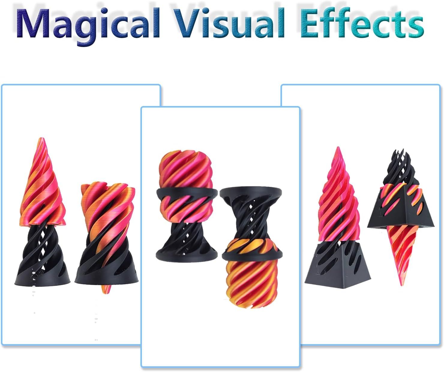 3-Pack 3D Printed Spiral Fidget Set, Impossible Pyramid Desk Accessories - Image 3