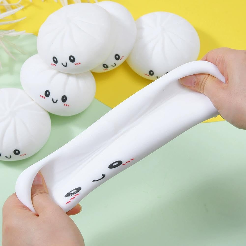 Giant Rainbow Dumpling Squishy with Steamer, Soft Squeezable Item, Green - Image 3