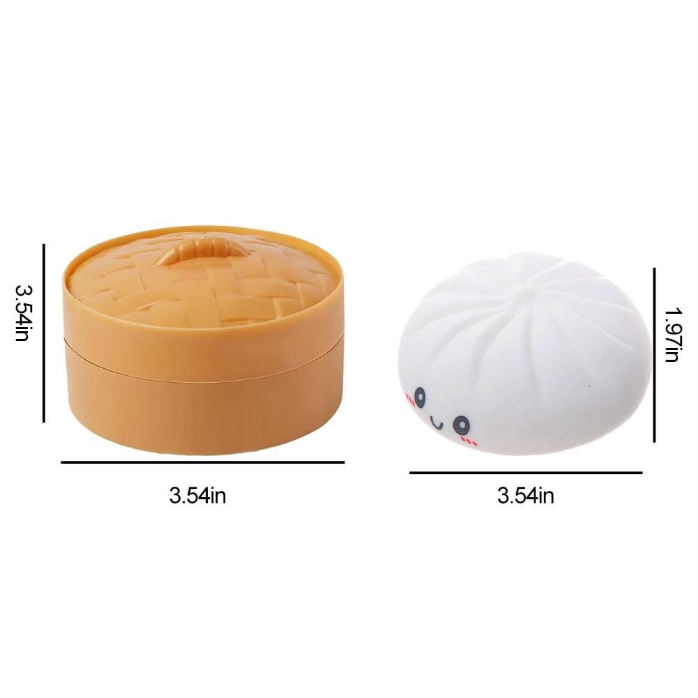 Giant Rainbow Dumpling Squishy with Steamer, Soft Squeezable Item, Green - Image 6