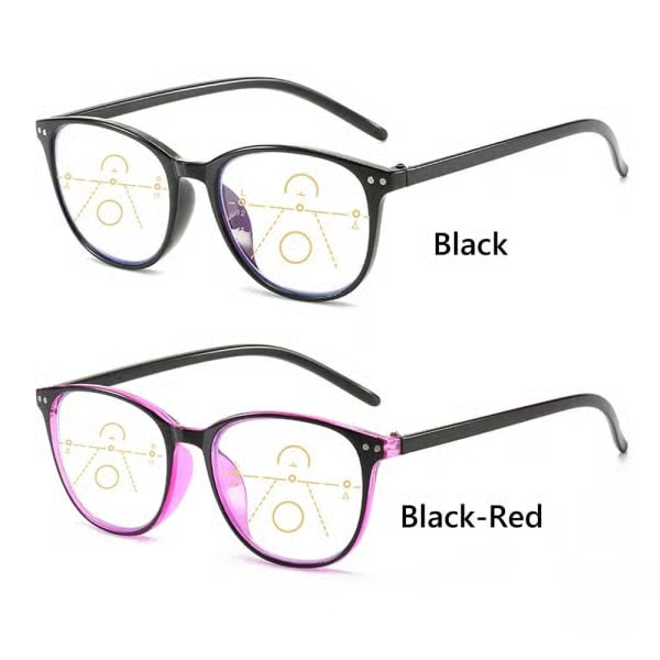 Progressive Multifocal Reading Glasses Blue Light Blocking Computer Glasses Black-Red Strength 1.0 - Image 3