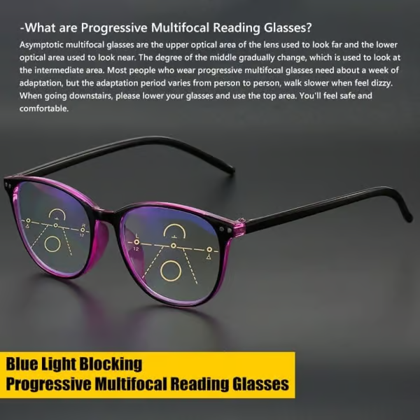 Progressive Multifocal Reading Glasses Blue Light Blocking Computer Glasses Black-Red Strength 2.0 - Image 5