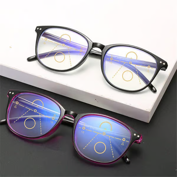 Progressive Multifocal Reading Glasses Blue Light Blocking Computer Glasses Black-Red Strength 4.0 - Image 2