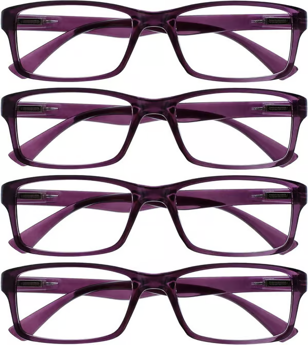 Purple Reading Glasses 4-pack Value Designer Style Men Women(+1.50) - Image 1