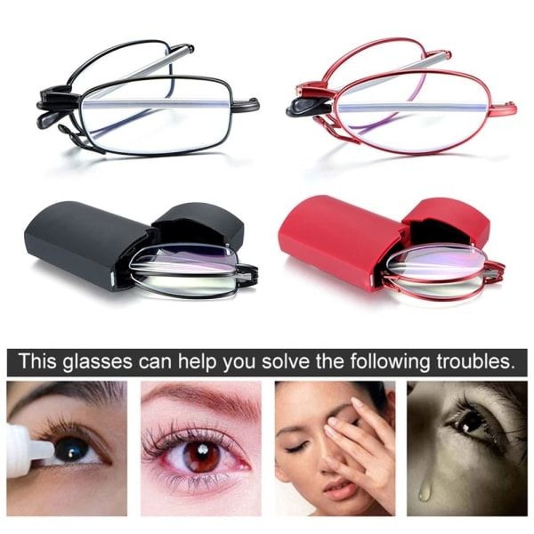 Foldable reading glasses,  compact  for men and women（Red 300） - Image 5