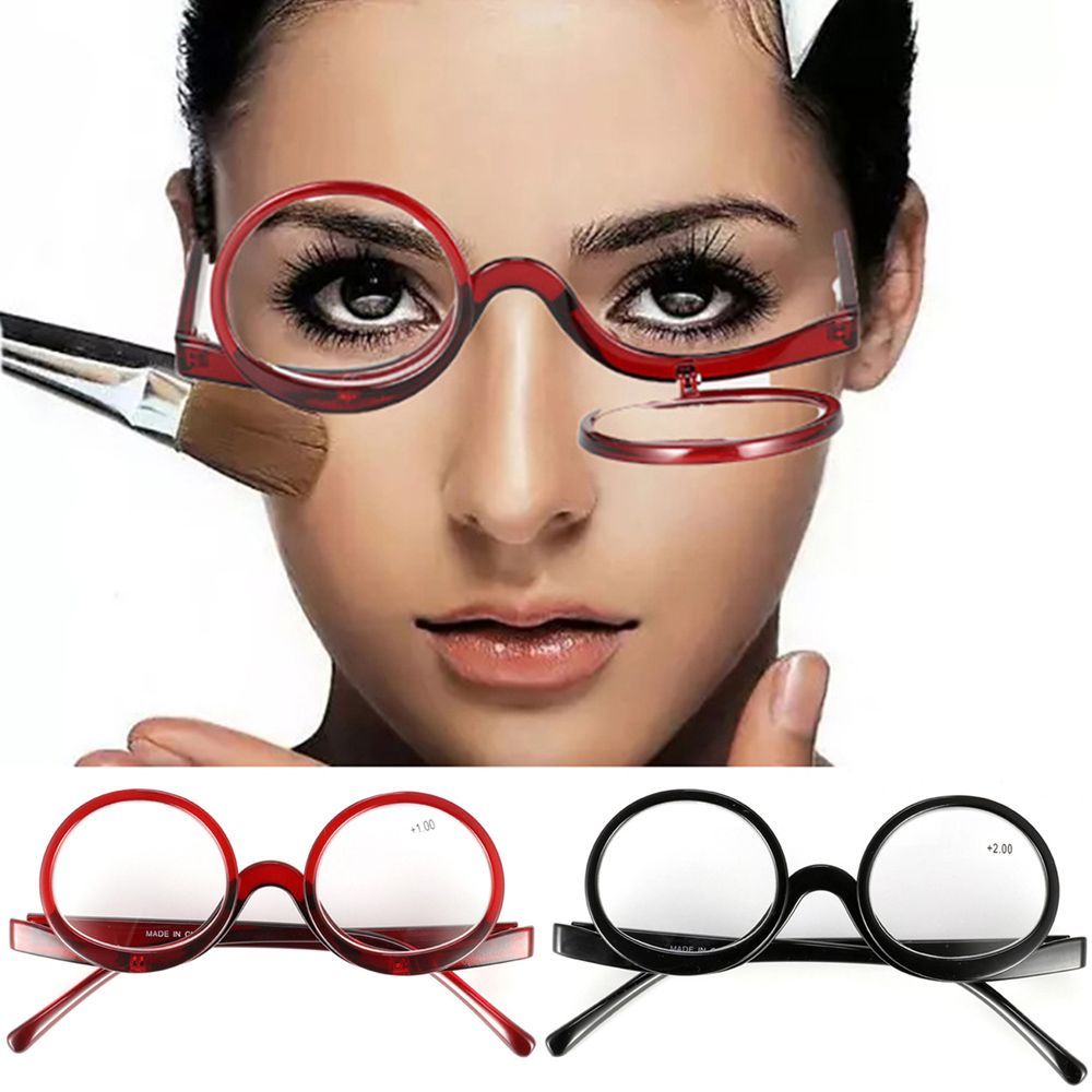 Rotating Magnifying Glass Makeup Glasses Glasses +1.0~+4.0 black black pcsrength 2.5 - Image 2