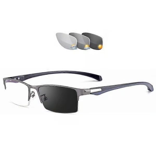 Photandromic Gunmetal Progressive Multifocal Reading Glasses Anti-Blue Magnifying Glass 2.00 pcsrength - Image 3