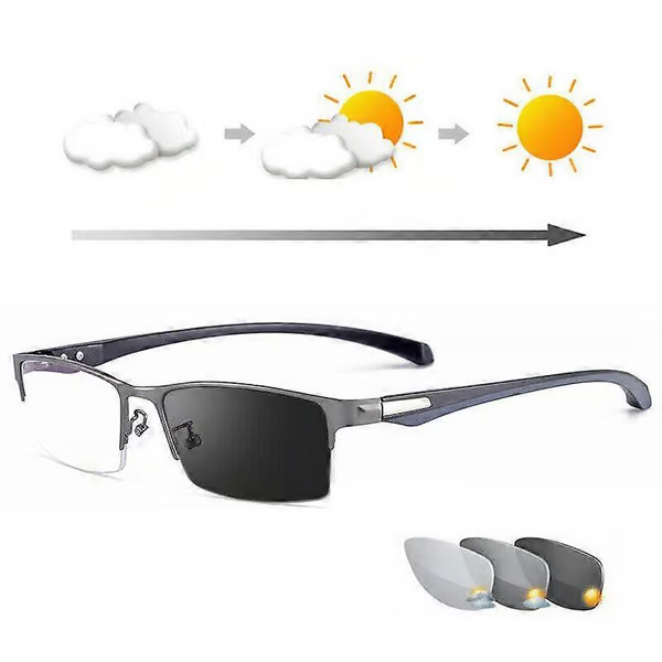 Photandromic Gunmetal Progressive Multifocal Reading Glasses Anti-Blue Magnifying Glass 3.50 pcsrength - Image 1