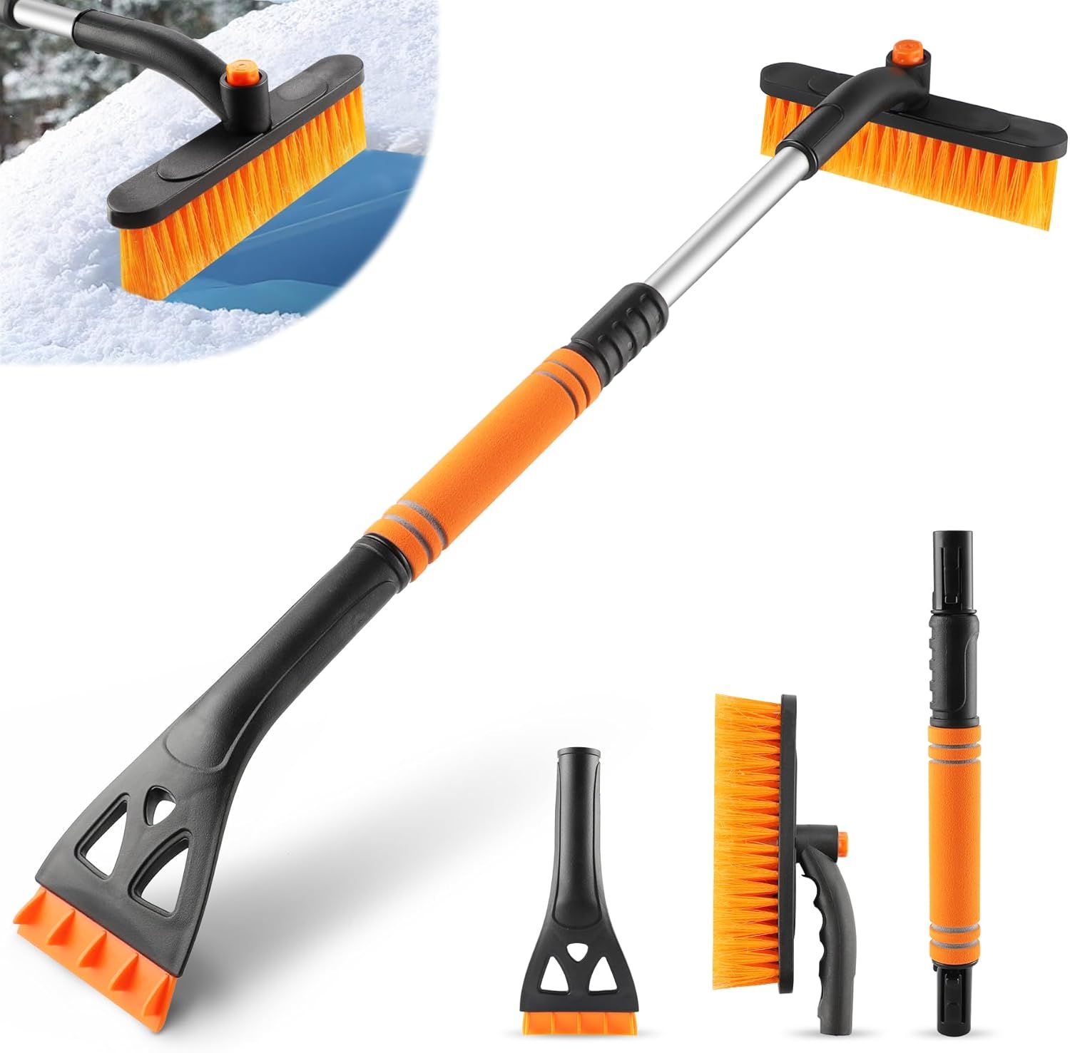 Extendable Ice Scraper & Snow Brush 80 cm – 360° Rotating Snow Remover for Car, SUV & Pickup - Image 1