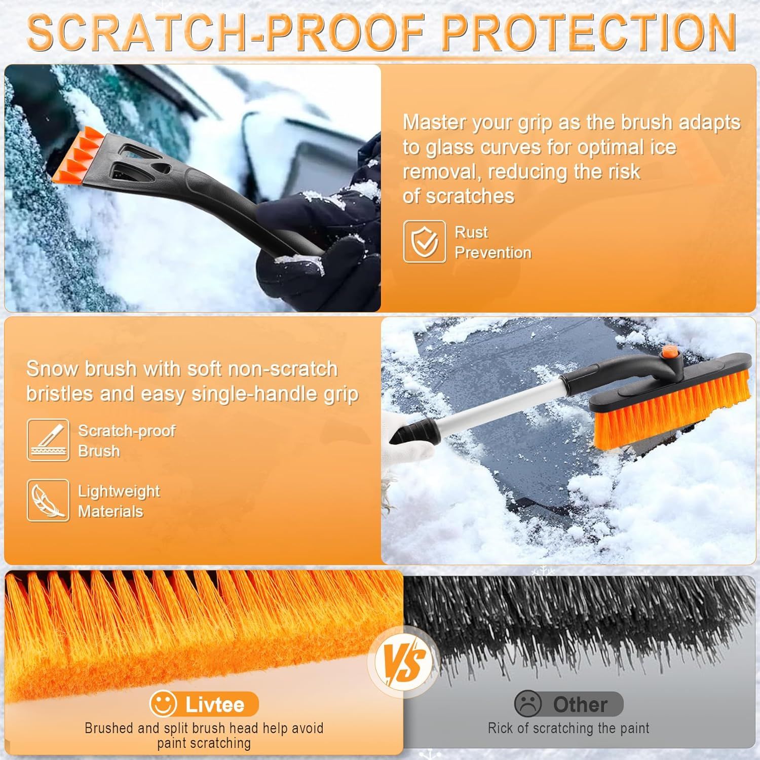 Extendable Ice Scraper & Snow Brush 80 cm – 360° Rotating Snow Remover for Car, SUV & Pickup - Image 2