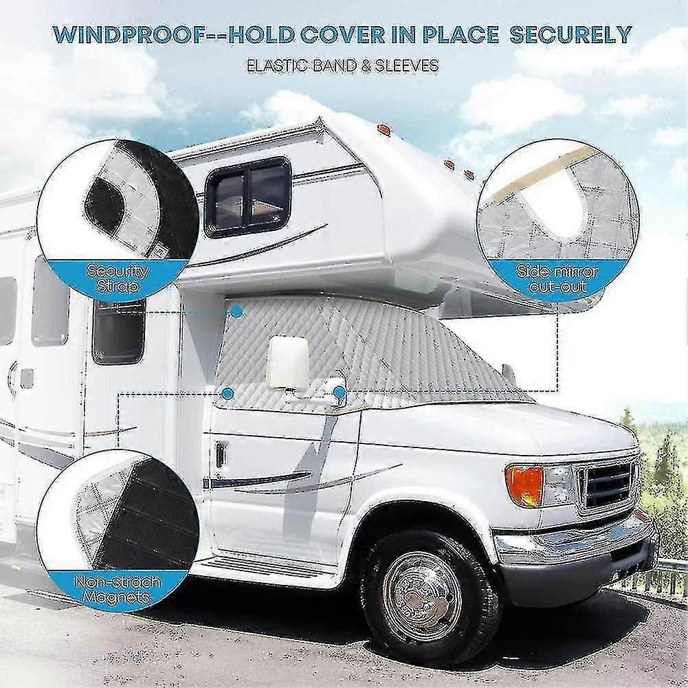 Camper Van Windshield Cover Compatible with C 1997-2022 4 Layer Thickened Camper Van Windshield Cover Snow Protection - WELLNGS - Image 4