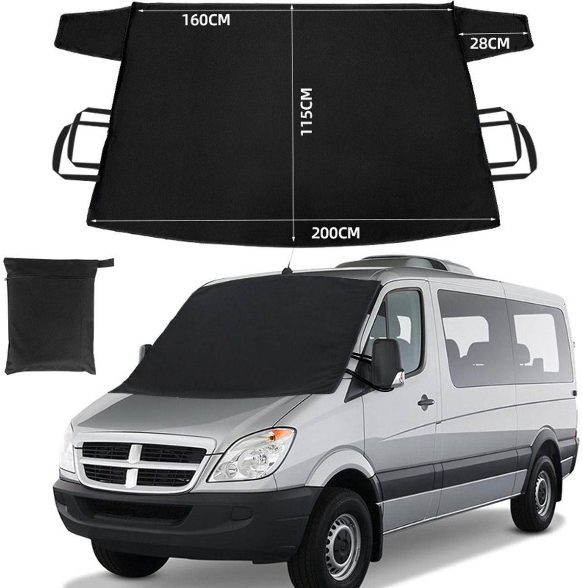 600D Snow Fropcs Windshield Cover Extra Large 200x115cm windproof Fropcs Protection compatible with Cars Trucks SUVs - Image 1
