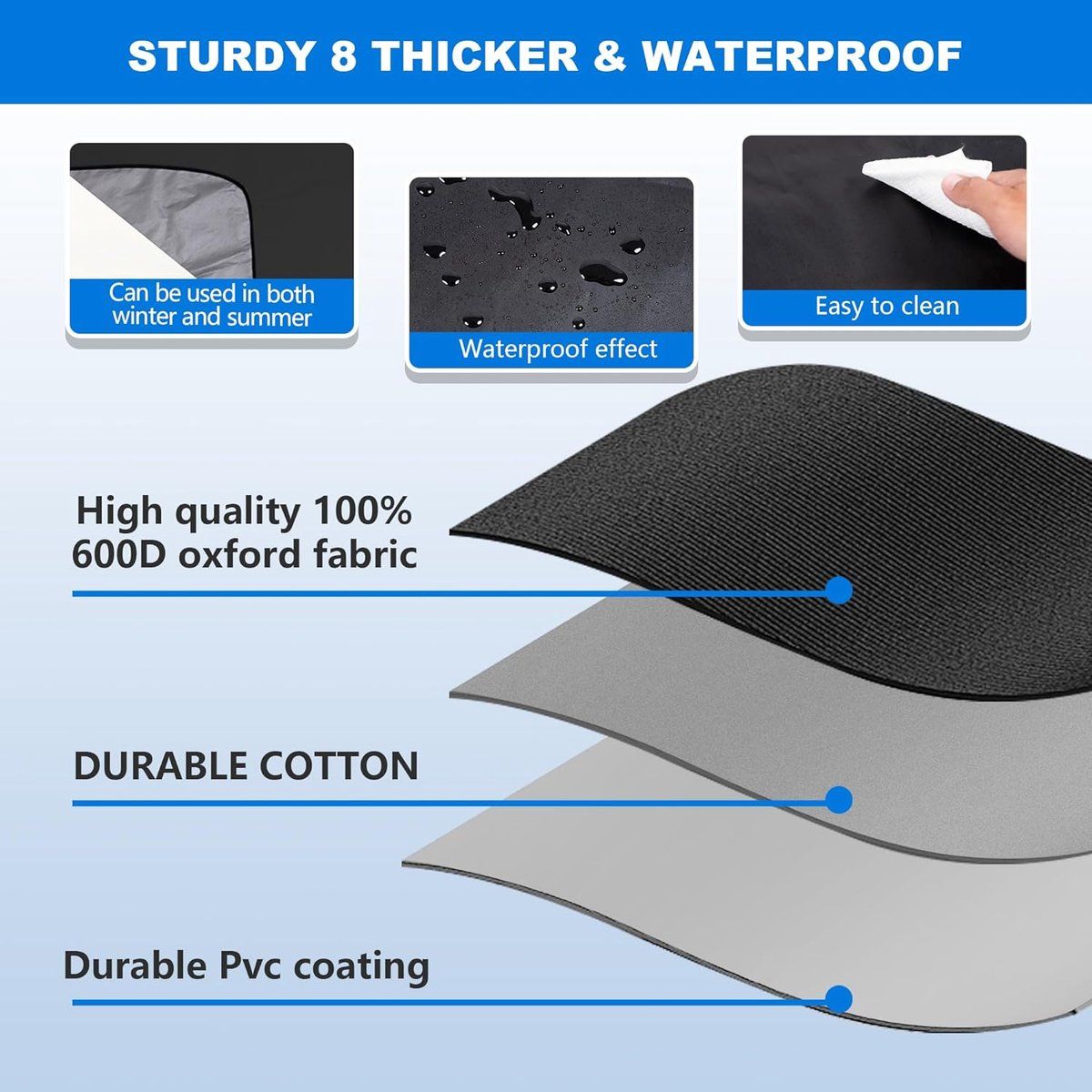 600D Snow Fropcs Windshield Cover  165x108cm windproof Fropcs Protection compatible with Cars  SUVs - Image 2