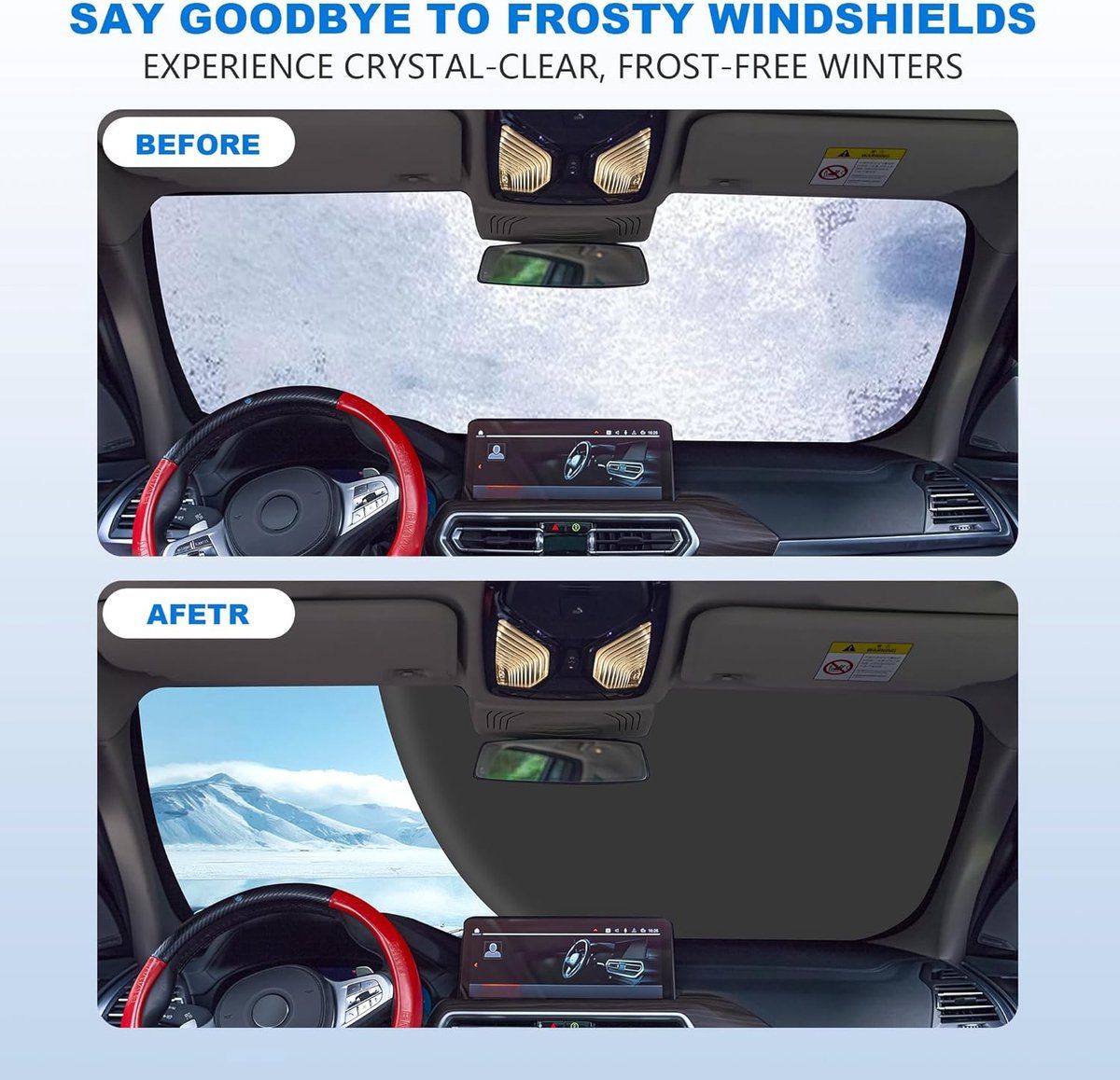 600D Snow Fropcs Windshield Cover  165x108cm windproof Fropcs Protection compatible with Cars  SUVs - Image 6
