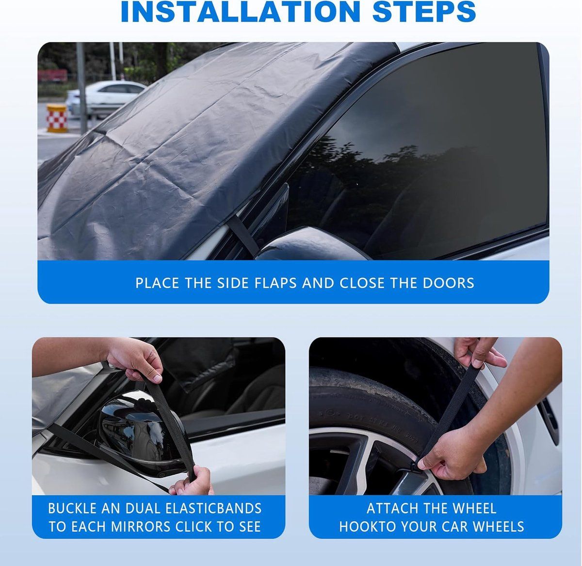 600D Snow Fropcs Windshield Cover  175x108cm windproof Fropcs Protection compatible with Cars  SUVs - Image 3