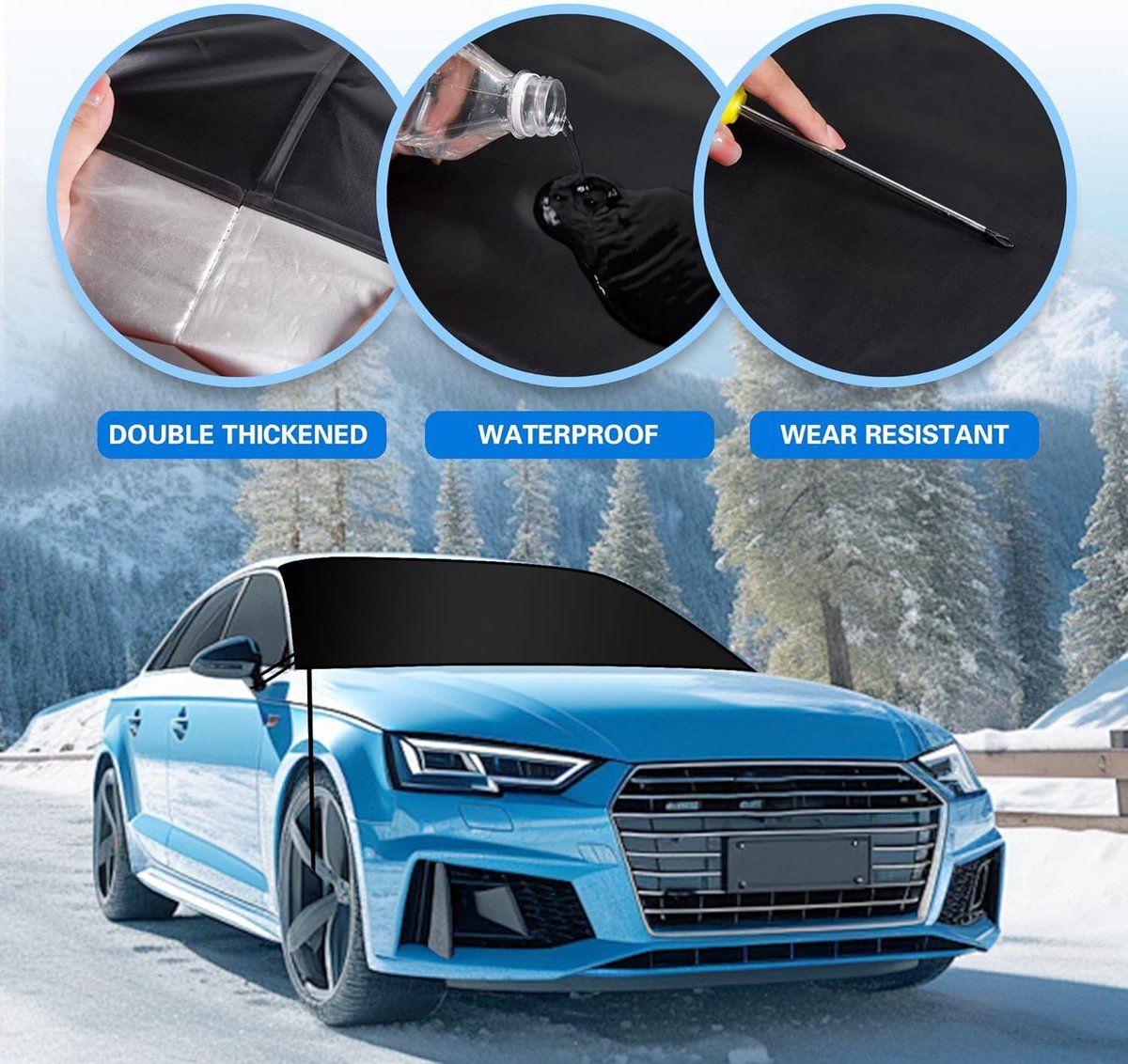 600D Snow Fropcs Windshield Cover  175x108cm windproof Fropcs Protection compatible with Cars  SUVs - Image 4