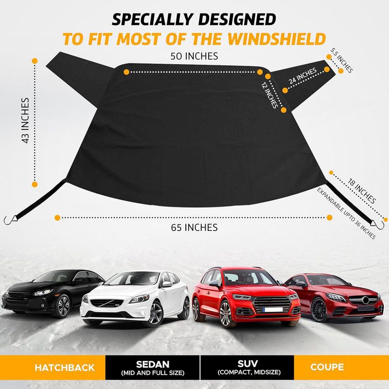 600D Snow Fropcs car trunk windshield cover 65x43in  windproof Fropcs Protection compatible with Cars  & SUVs& Trucks - Image 1