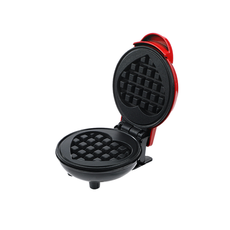420W Mini Portable Electric Waffle Maker,  ideal for home breakfast, pancake & dessert baking（Red heart） - Image 1