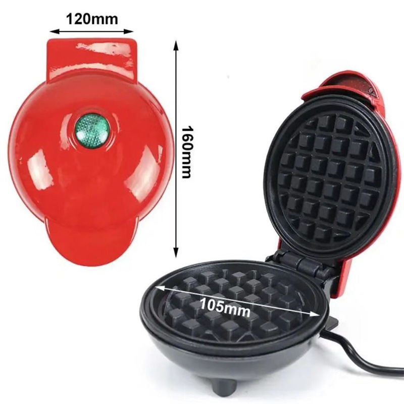 420W Mini Portable Electric Waffle Maker,  ideal for home breakfast, pancake & dessert baking（Red heart） - Image 2