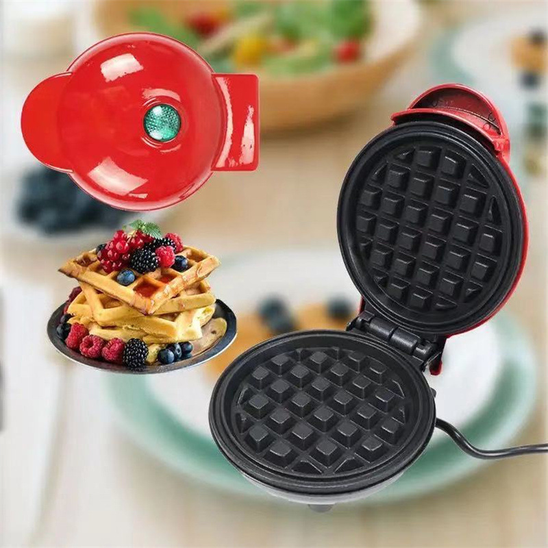 420W Mini Portable Electric Waffle Maker,  ideal for home breakfast, pancake & dessert baking（Red heart） - Image 3
