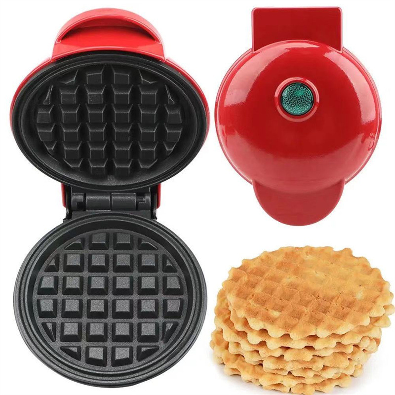 420W Mini Portable Electric Waffle Maker,  ideal for home breakfast, pancake & dessert baking（Red heart） - Image 4