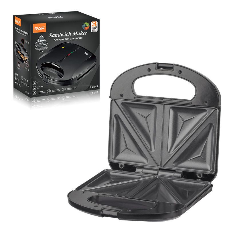 RAF R.214S Sandwich Maker 750W Double Sided Heating Press Grill, Non-Stick Triangular Plates, Wide Voltage 110-220V Household Breakfast Toast Maker - Image 2