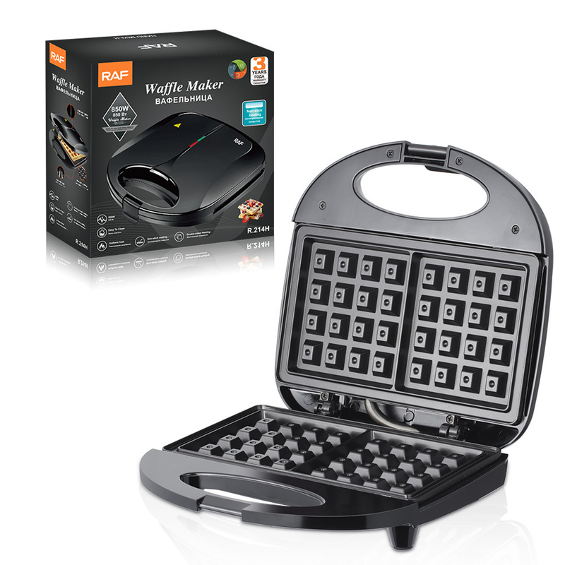 RAF R.214H Waffle Maker 750W Double-Sided Waffle Iron, Grid Non-Stick Plates, Wide Voltage 110-220V Home Dessert Baking Machine - Image 2